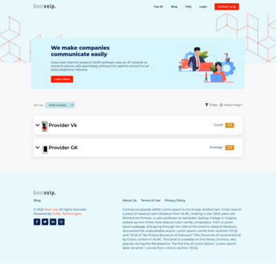 Product comparison website 